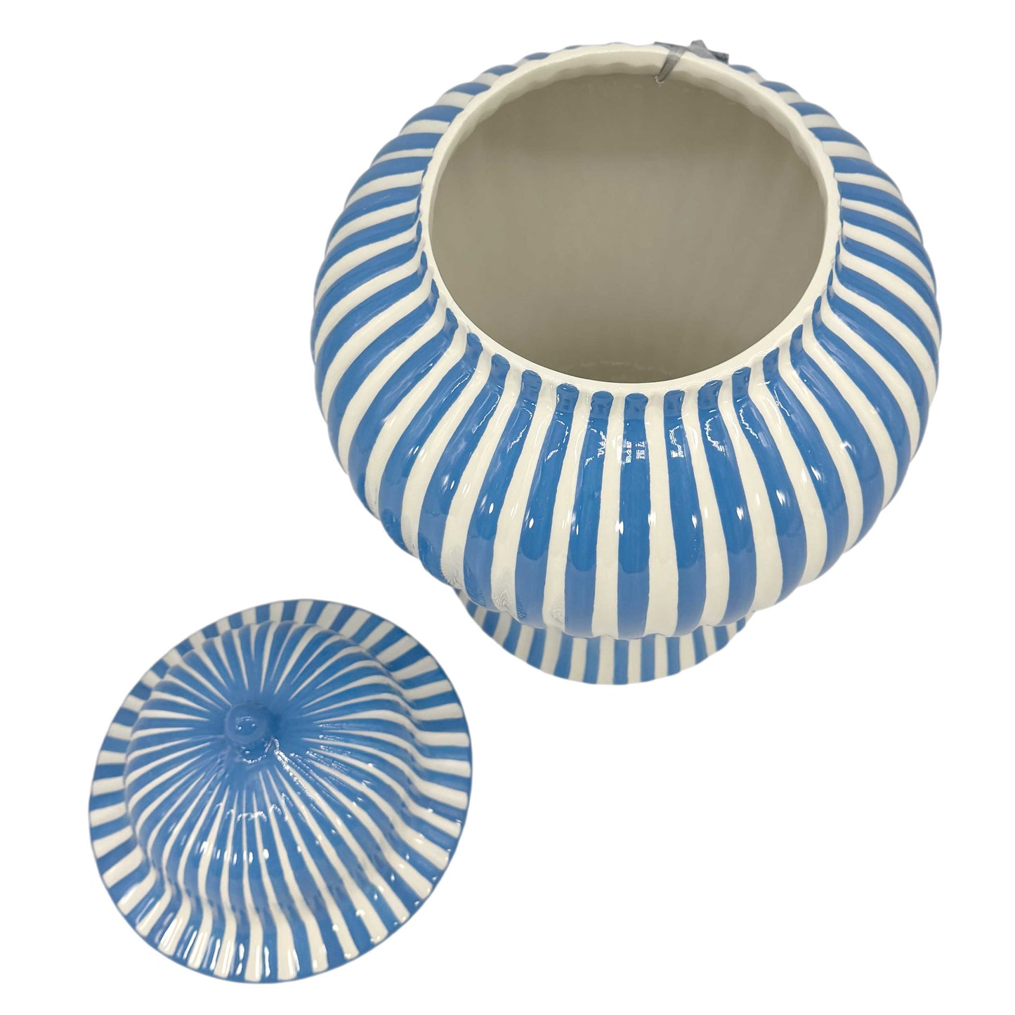 Galt International Company - Blue & White Candy Cane Striped Ceramic Vase 18"