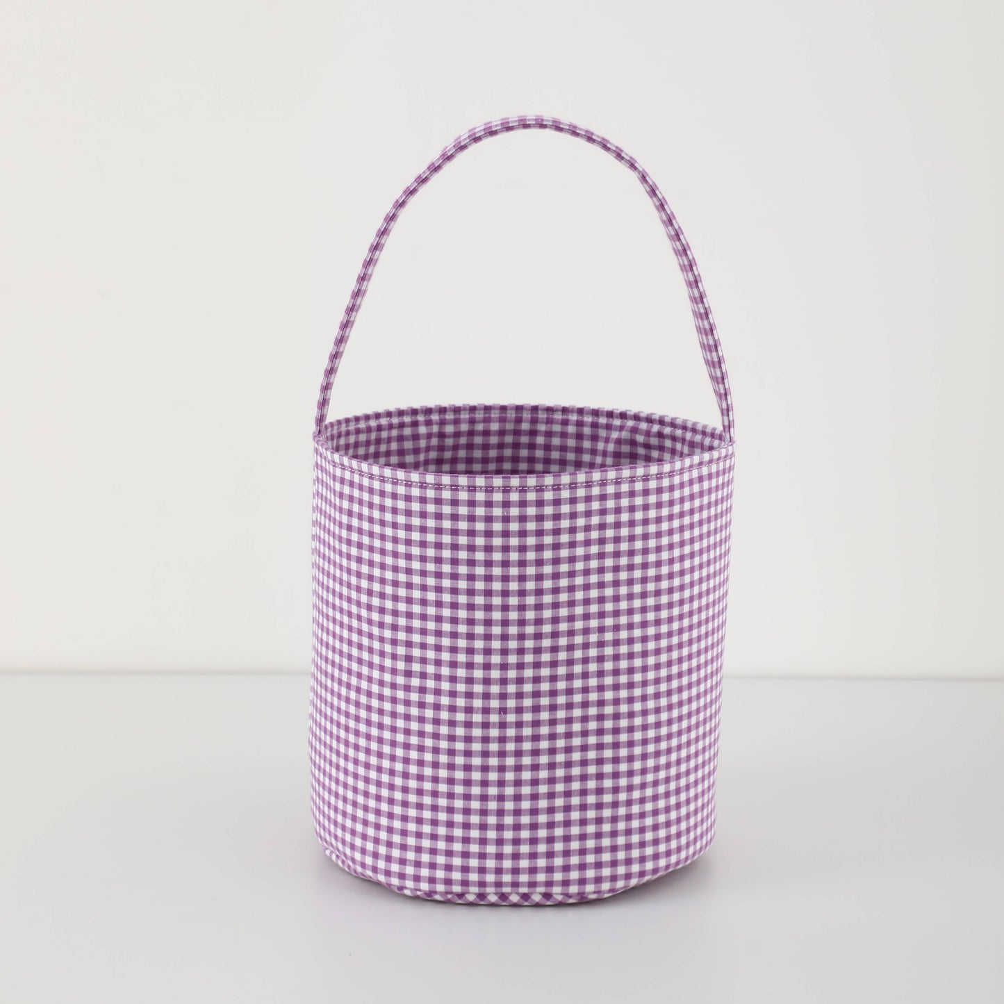 Love That Cotton - Gingham/Seersucker Bucket Bag - Easter Basket  with Egg Embroidery