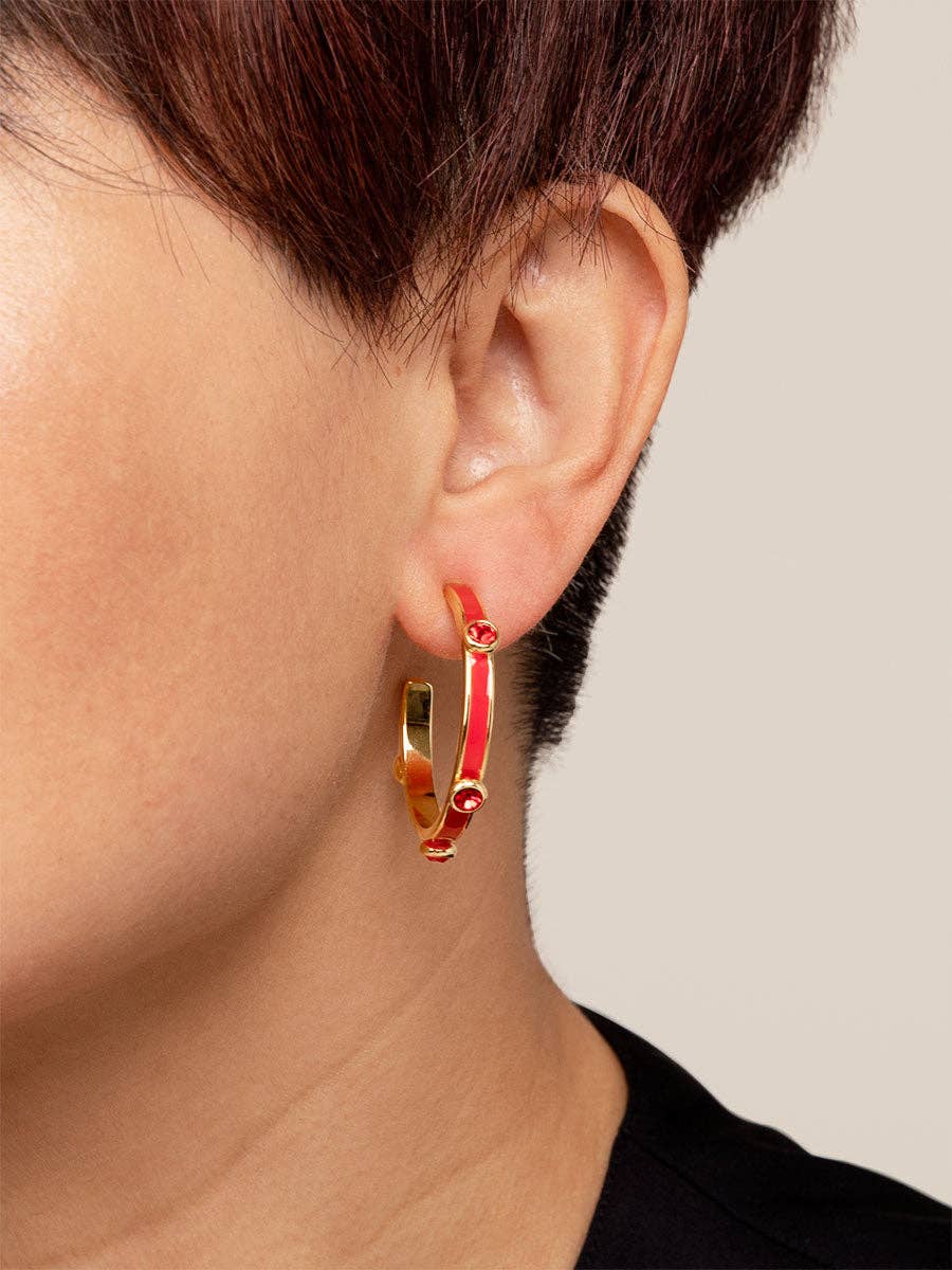 ZENZII Jewelry - Enamel Hoop Earring with Crystals