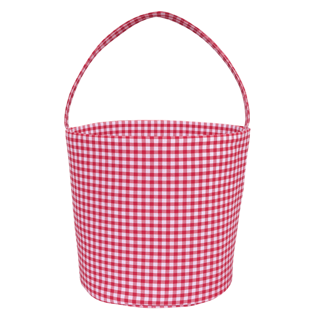 Love That Cotton - Gingham/Seersucker Bucket Bag - Easter Basket  with Egg Embroidery
