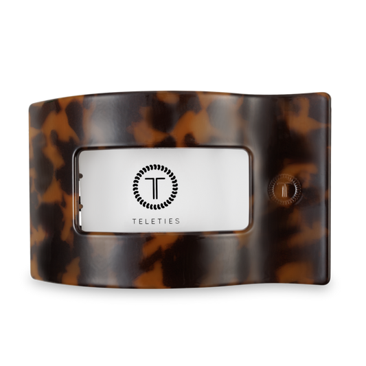 TELETIES - Flat Rectangle Hair Clip | Large | Tortoise
