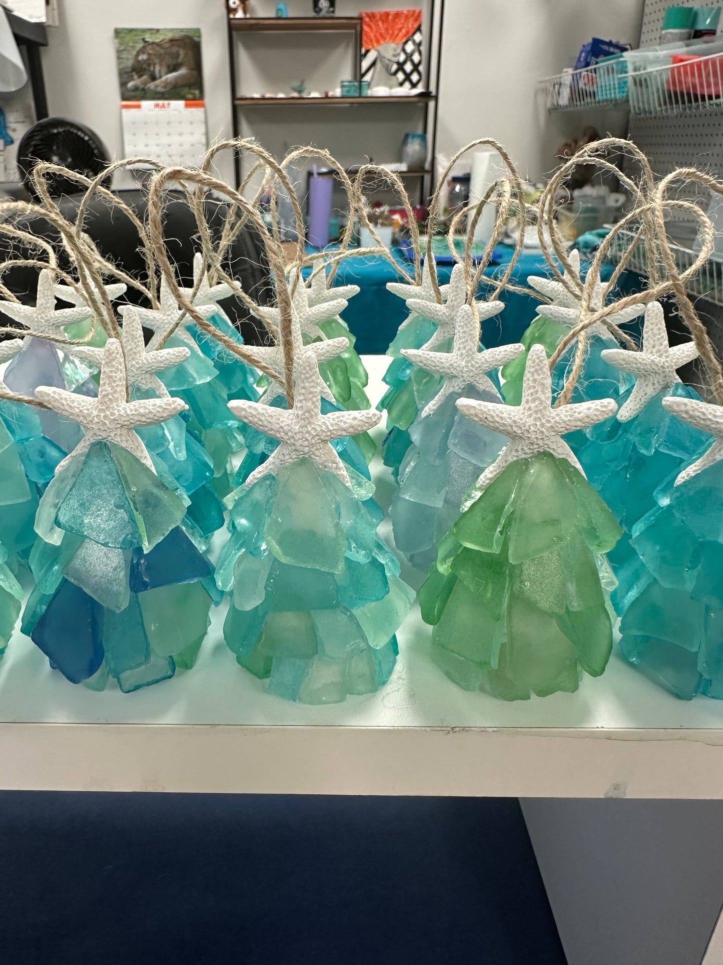 Sea Glass 3D Christmas Ornament - Personalized Tag