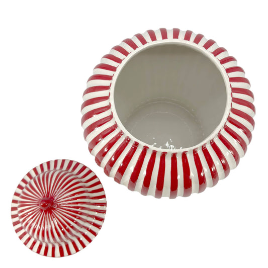 Galt International Company - Red & White Candy Cane Striped Ceramic Vase 18"