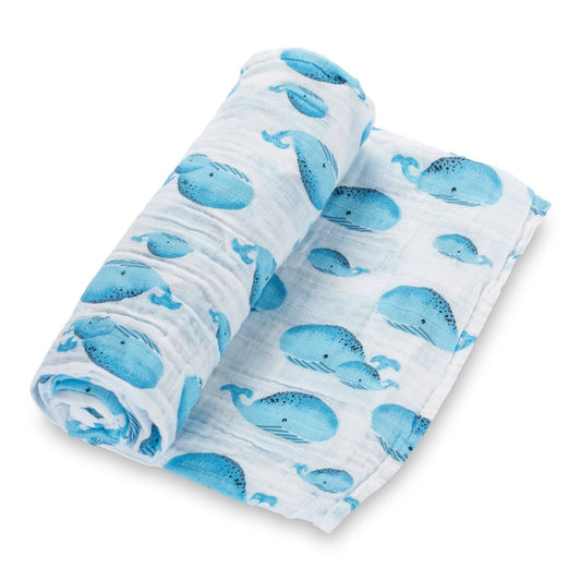 LollyBanks - Whale, Whale, Whale Baby Muslin Swaddle Blanket