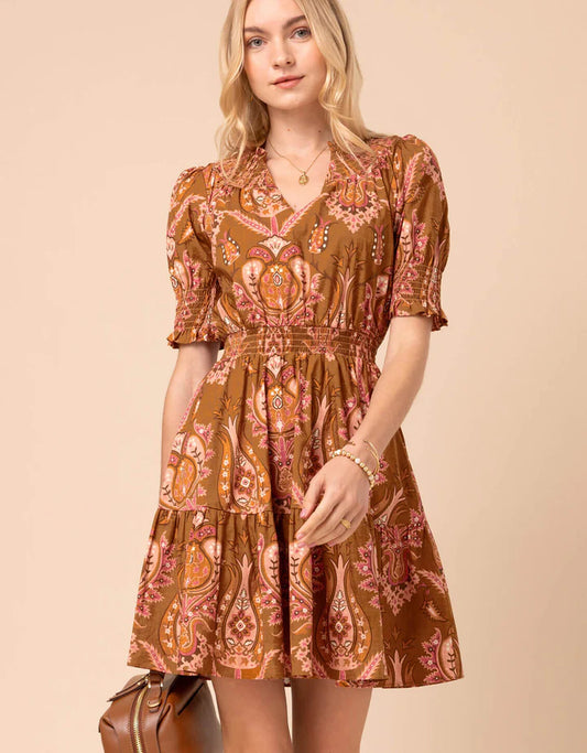 SPARTINA - Lavern Poplin Dress Mercer House Damask Brown