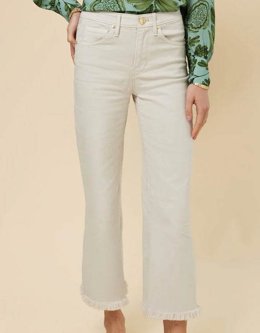 Spartina - Nayla Fringe Wide Leg Crop Jean - Almond