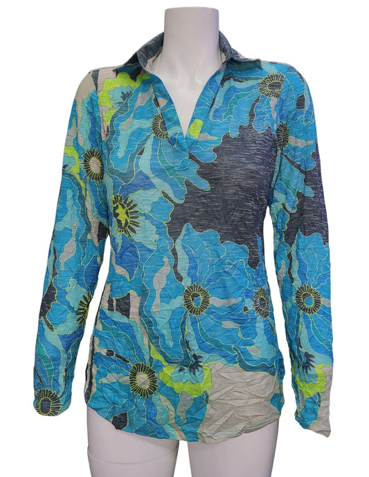 David Cline - 3/4 Sleeve Polo Top Teal
