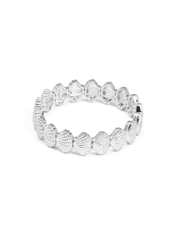 Zenzii- Sea SHell Stretch Bracelet- Rhodium