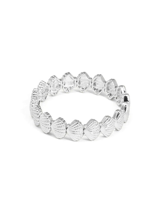 Zenzii- Sea SHell Stretch Bracelet- Rhodium