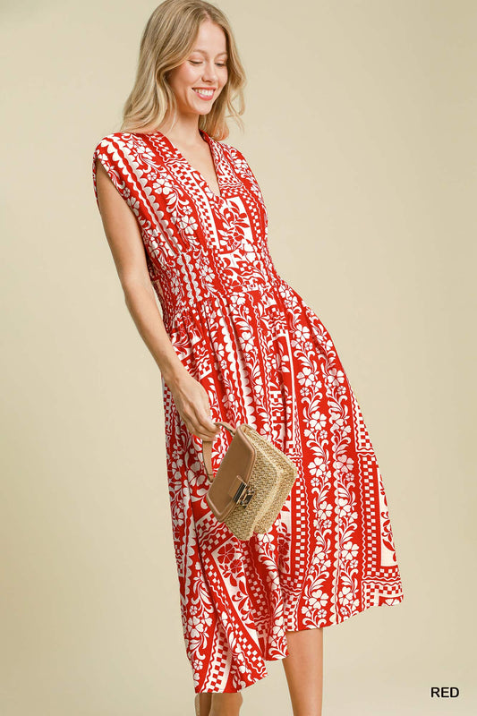 Umgee - Mixed Floral Front Slit Dress - C4340
