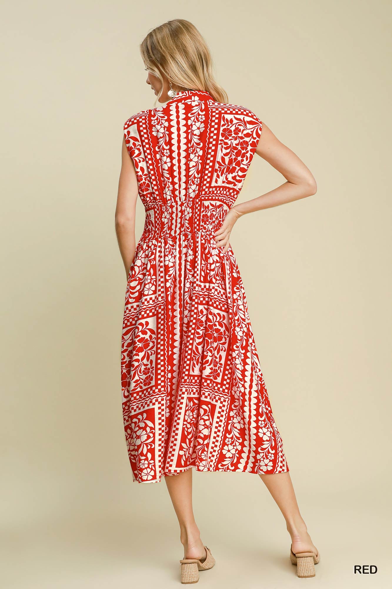 Umgee - Mixed Floral Front Slit Dress - C4340