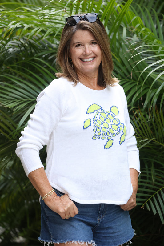 LULU B - Turtle Sweater - White