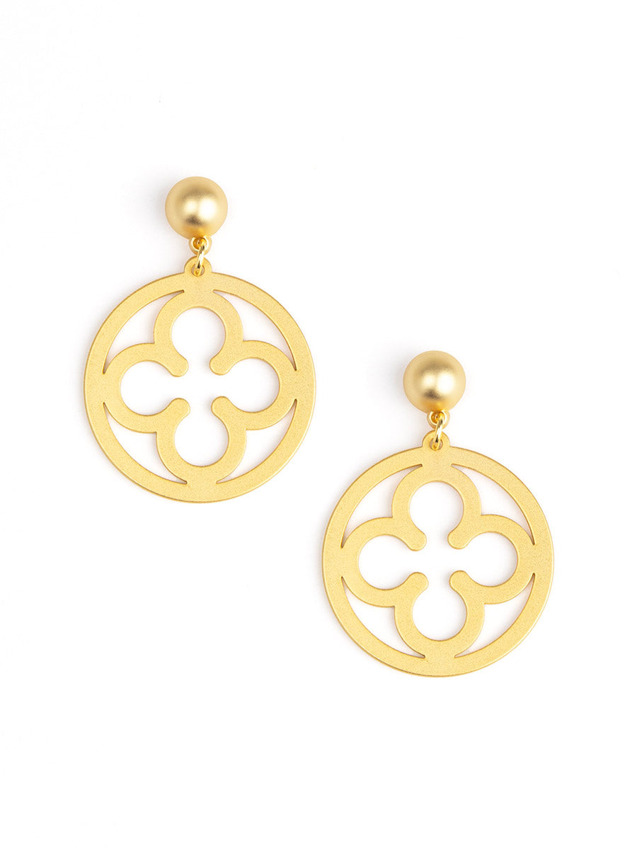 ZENZII - Matte Metal Large Clover Drop Earring