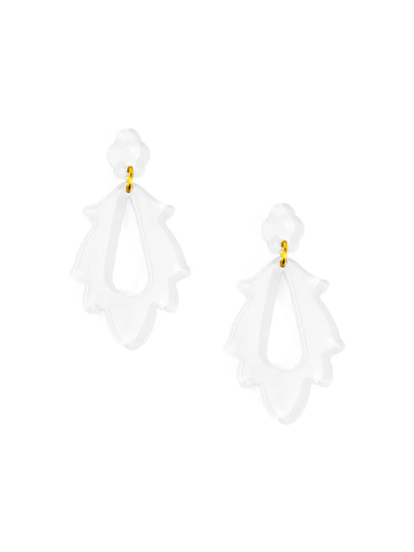 Zenzii- Resin Flame Drop Earring- White