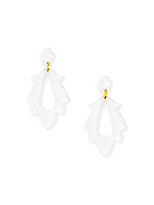 Zenzii- Resin Flame Drop Earring- White