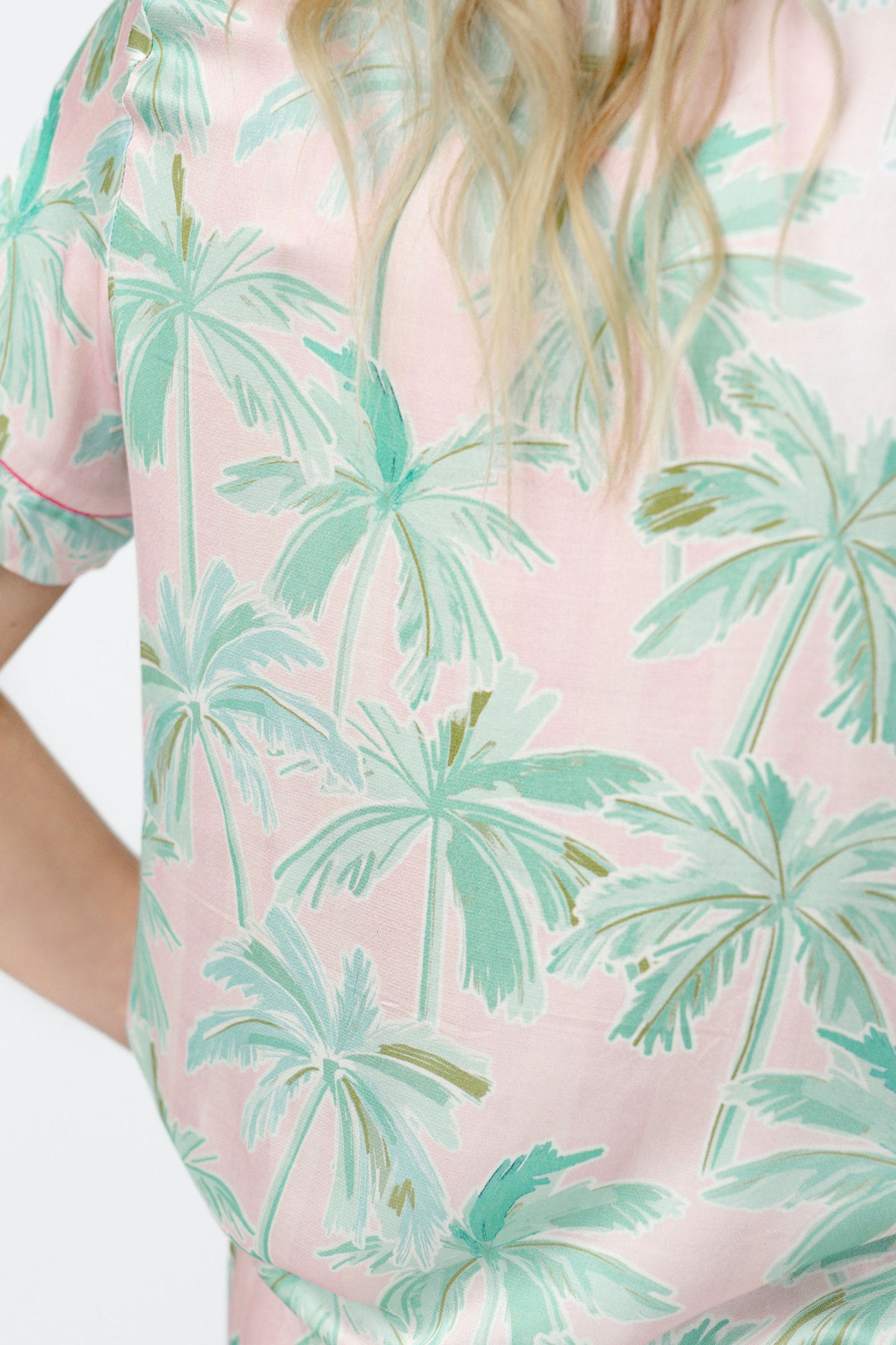 Imbali - Palm Paradise Button Down Short Set - Ladies Sleepwear