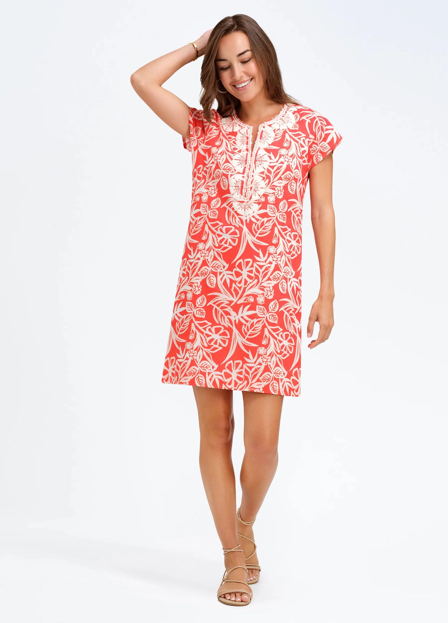 Bella Tu- Eli Cap Sleeve Dress - Coral Floral