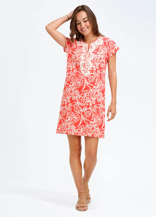 Bella Tu- Eli Cap Sleeve Dress - Coral Floral