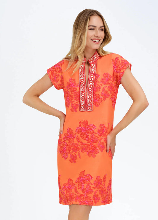 Bella Tu - Eli Cap Sleeve Dress - Floral Coral