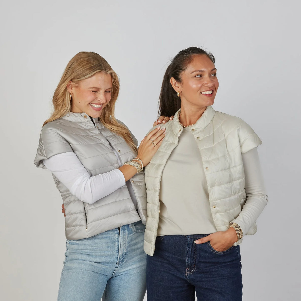 Erin Gray- Carolina Cap Sleeve Vest in Silver