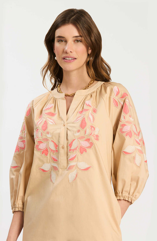 Tyler Boe - Sara Peachy Floral Applique Dress