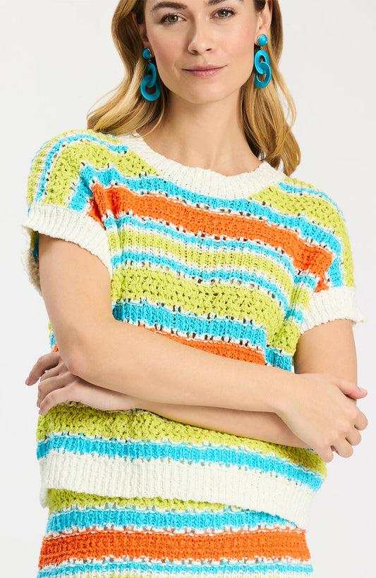 Tyler Boe - Vero Cap Sleeve Stripes Top