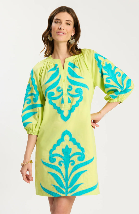 Tyler Boe -  Sara Applique Dress - Lime Green