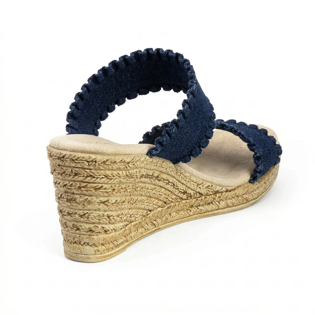 Charleston Shoe Co. - Dorset Denim Ruffle Wedge Sandal