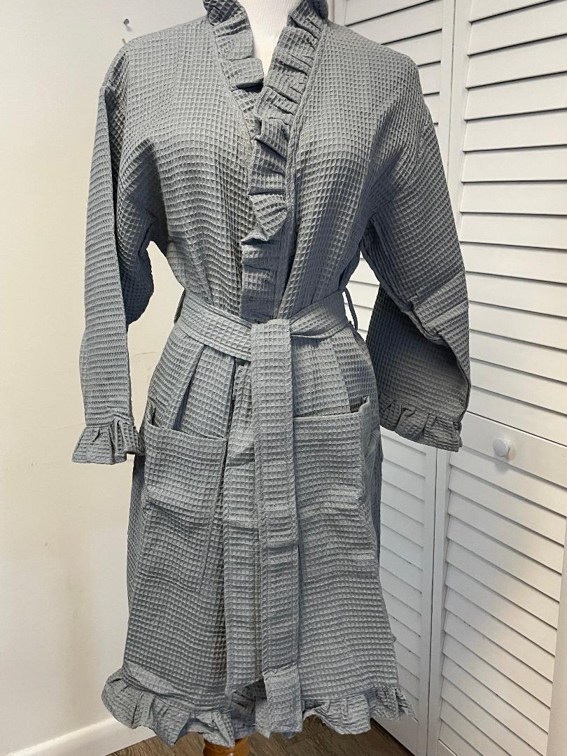 Waffle Weave Ruffle Robe Junior