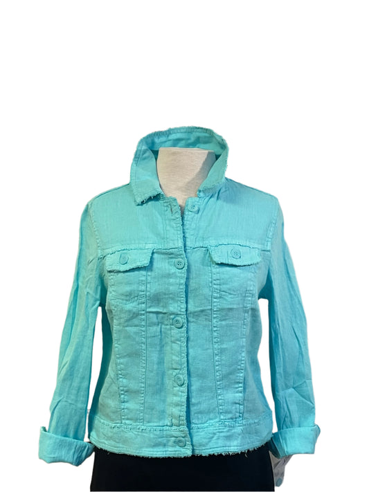 Lulu B - Linen Travel Jacket - Sea Glass Aqua