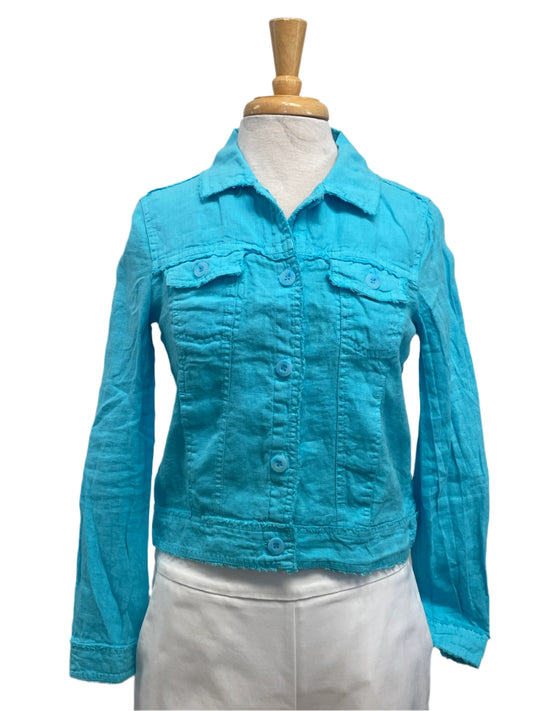 Lulu-B Linen Travel Jacket - Clear Turquoise