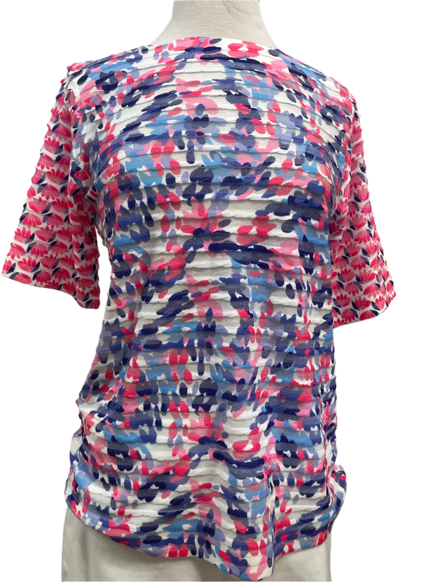 WHIMSEY ROSE PINK WHITE AND BLUE SPLASH TOP