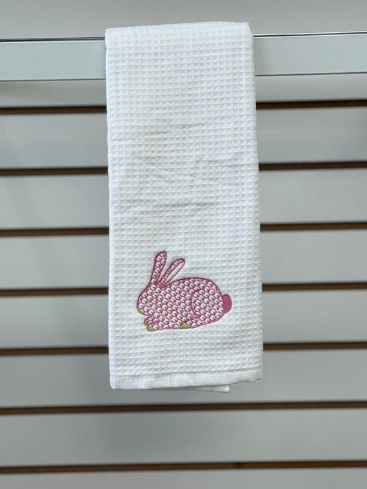 Embroidered Bunny Waffle Weave Hand Towel