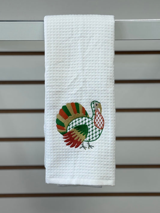 Embroidered Turkey Waffle Weave Hand Towel