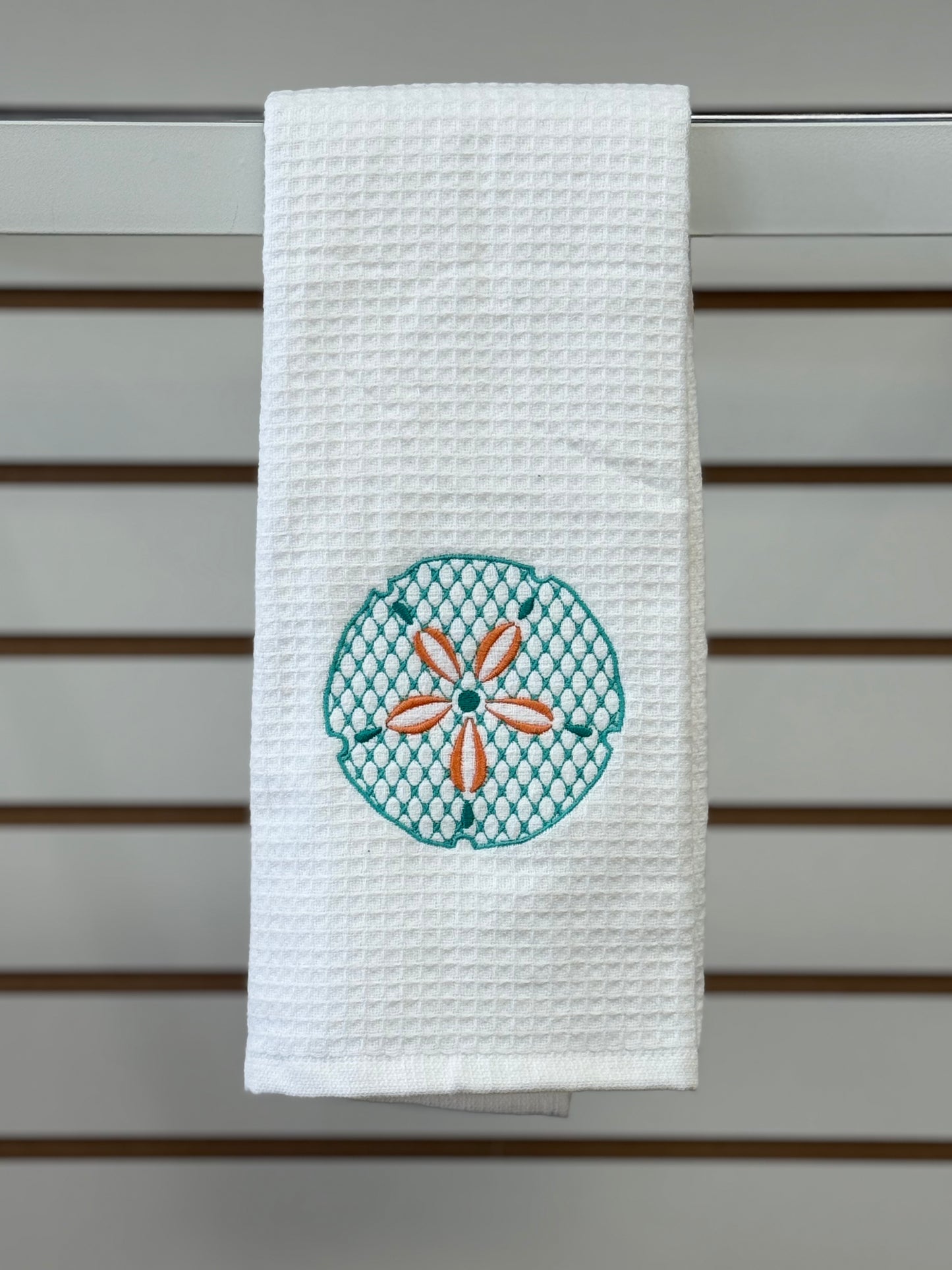 Embroidered Ocean Friends Waffle Weave Kitchen Towel