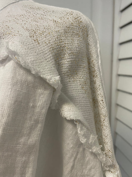 Urban Mangoz - Linen Gold Foil Mesh Top