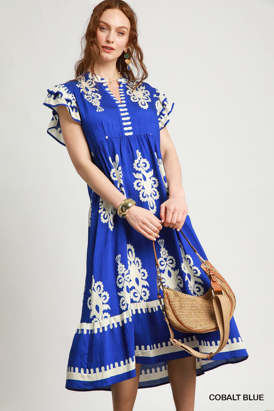 Umgee - Boarder Print Midi Dress