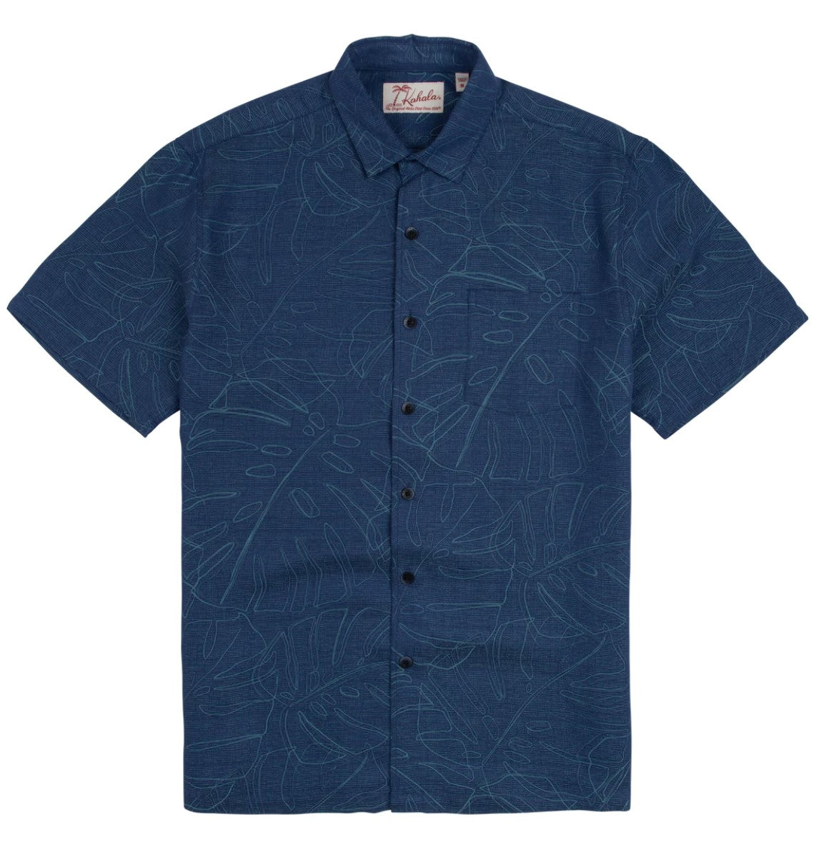 Kahala Electric Fern Short Sleeve Button Up Shirt in Navy