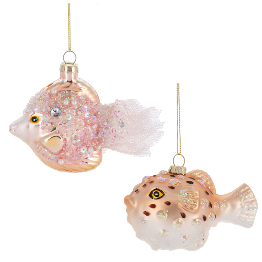 Glass Jeweled Fish Ornament - Assorted