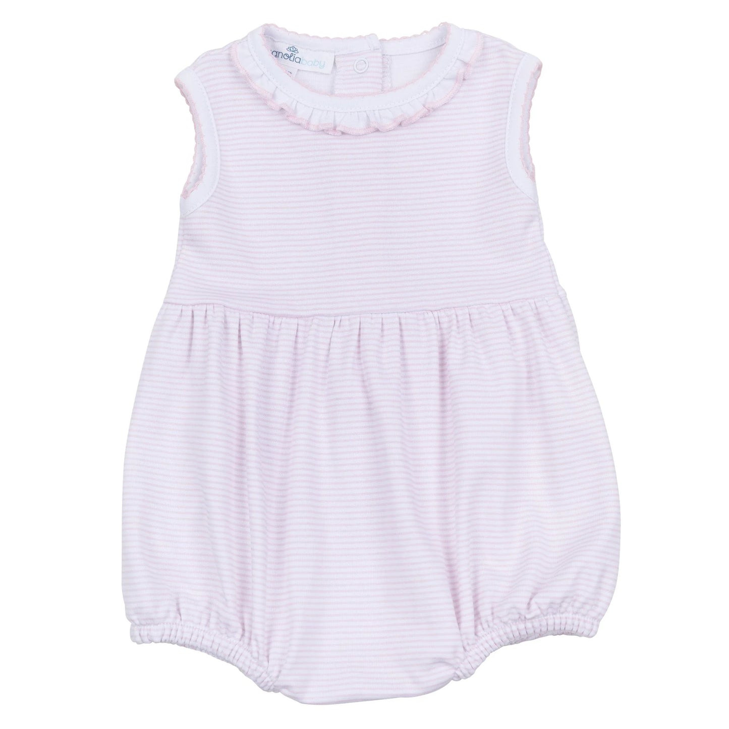 Magnolia Baby - Mini Stripes Ruffle Sleeveless Bubble : Pink