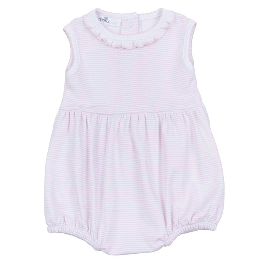 Magnolia Baby - Mini Stripes Ruffle Sleeveless Bubble : Pink