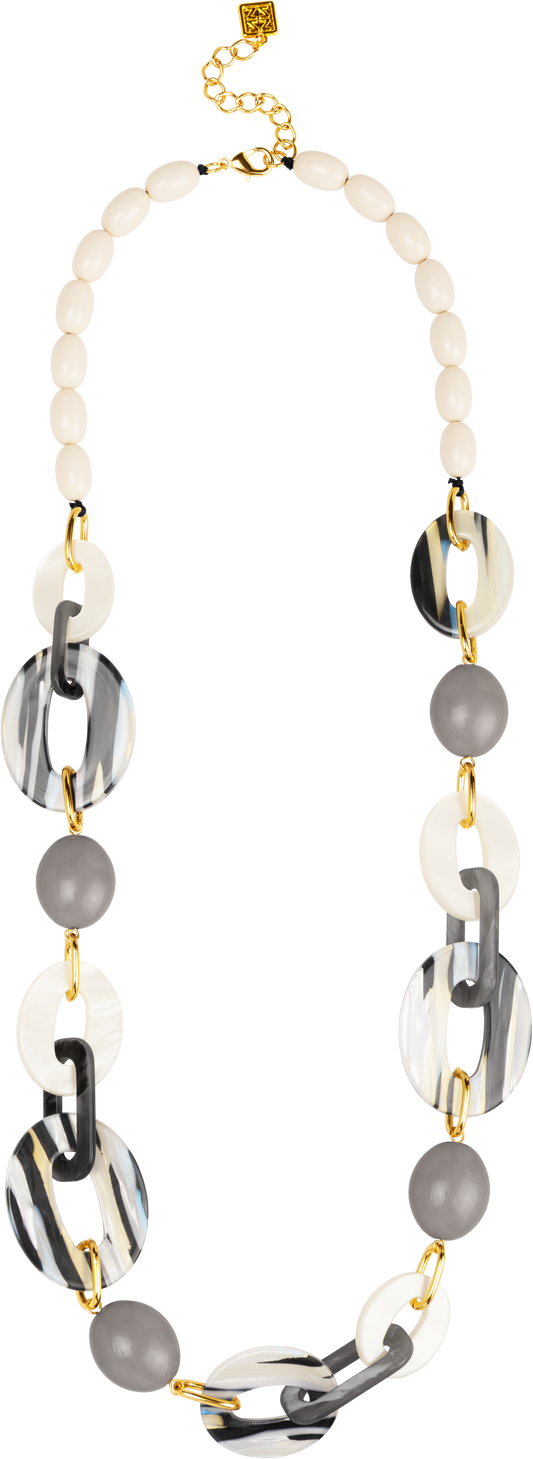 ZENZII - Glittering Resin Disc & Link Long Necklace