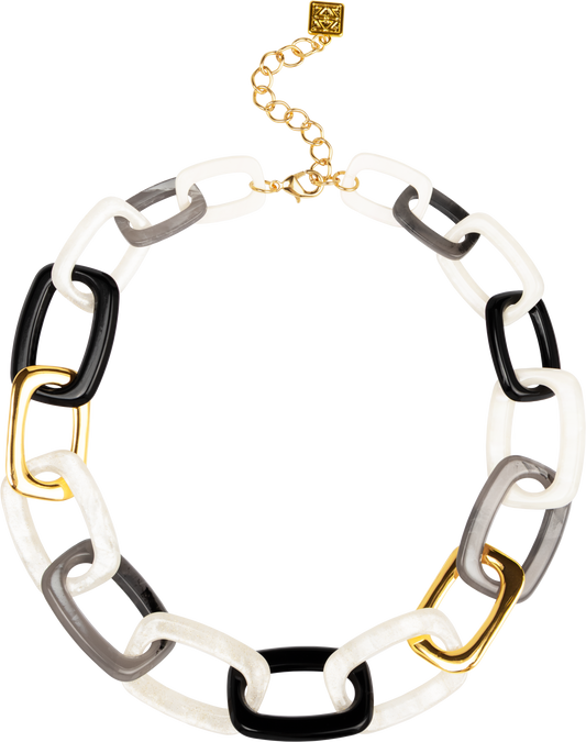 ZENZII - Glittering Resin Link Chain Collar Necklace