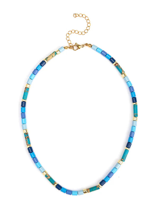Zenzii - Ombre Cylinder Bead Short Necklace