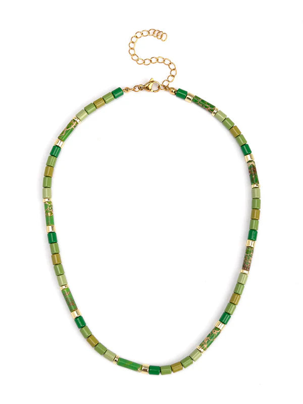 Zenzii - Ombre Cylinder Bead Short Necklace