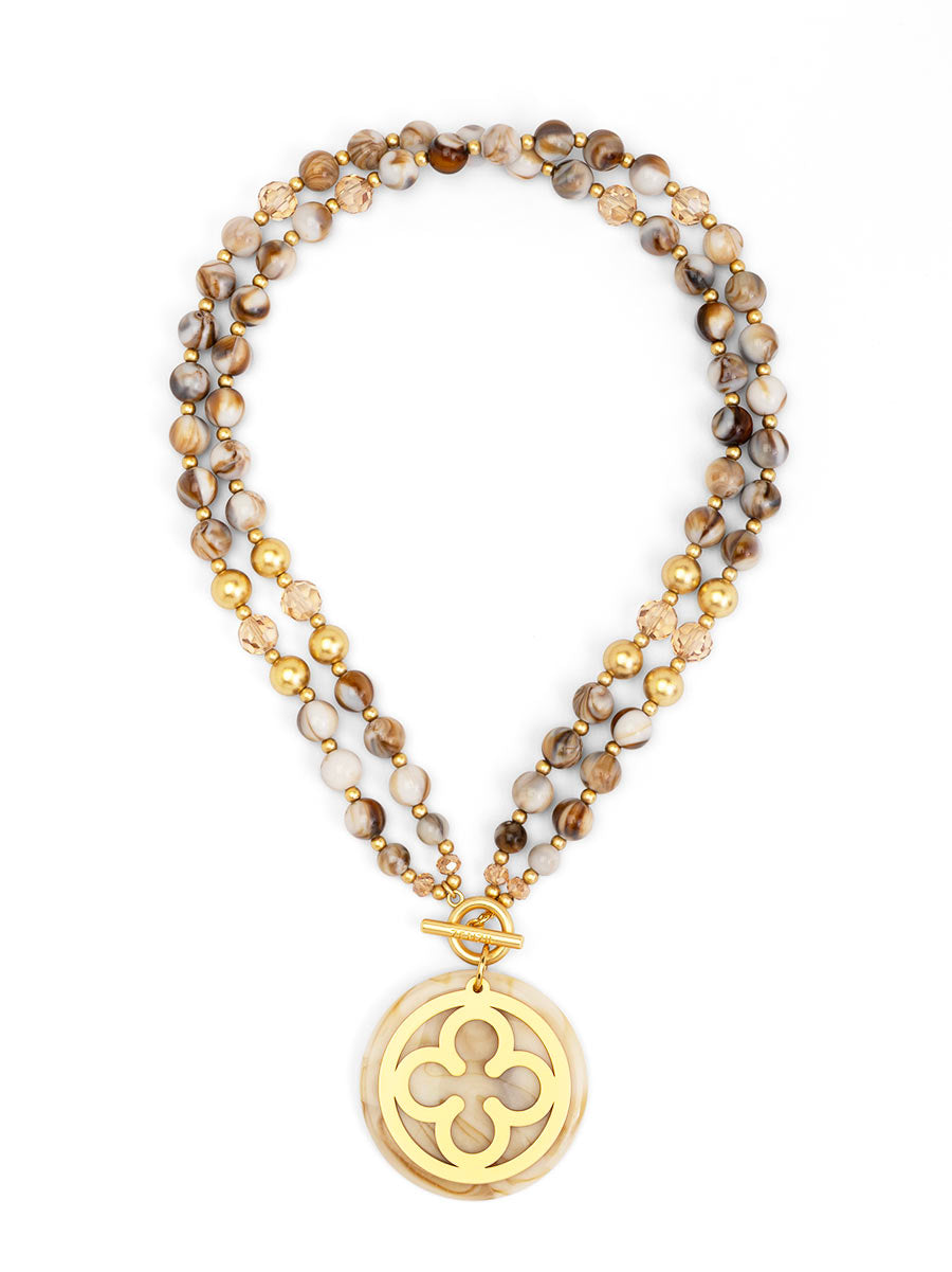 ZENZII - Florence 2 in 1 Toggle Necklace - Beige