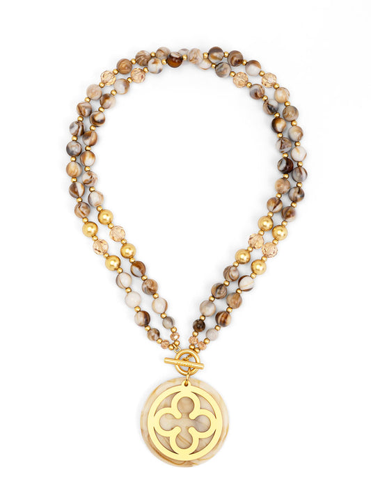 ZENZII - Florence 2 in 1 Toggle Necklace - Beige