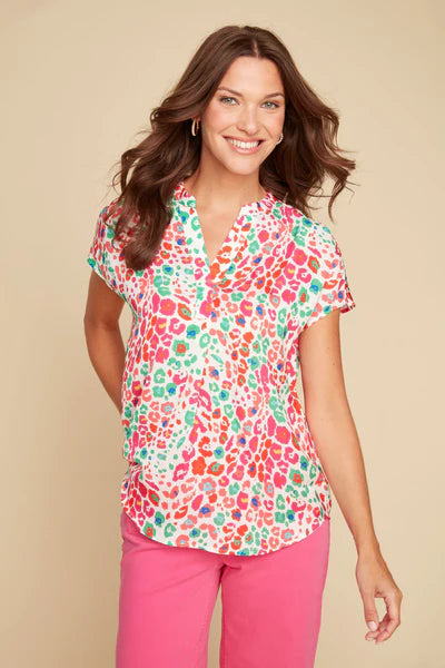 Cap Sleeve Cheetah Print Top