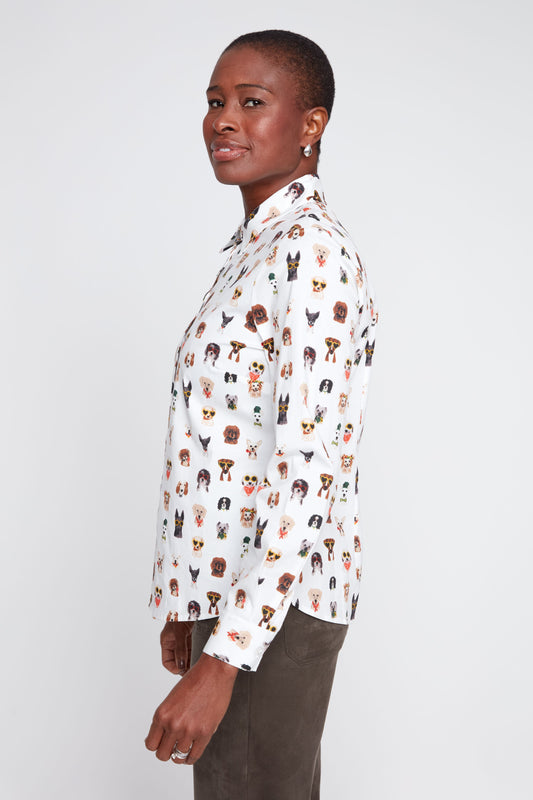 Renuar - Creme Combo Dog Print Blouse