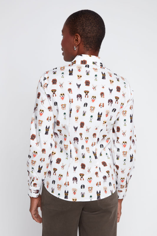 Renuar - Creme Combo Dog Print Blouse
